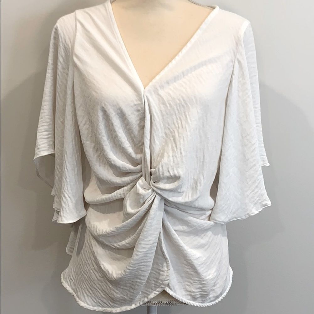 White Knotted Blouse Size Large